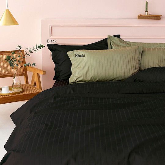 Palamaiki Sateen Riga Σεντόνι Υπέρδιπλο 240x270εκ. Black