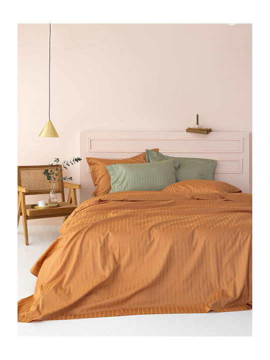 Palamaiki Sateen Riga Σετ Σεντόνια Υπέρδιπλα 240x270εκ. Orange (4τμχ)