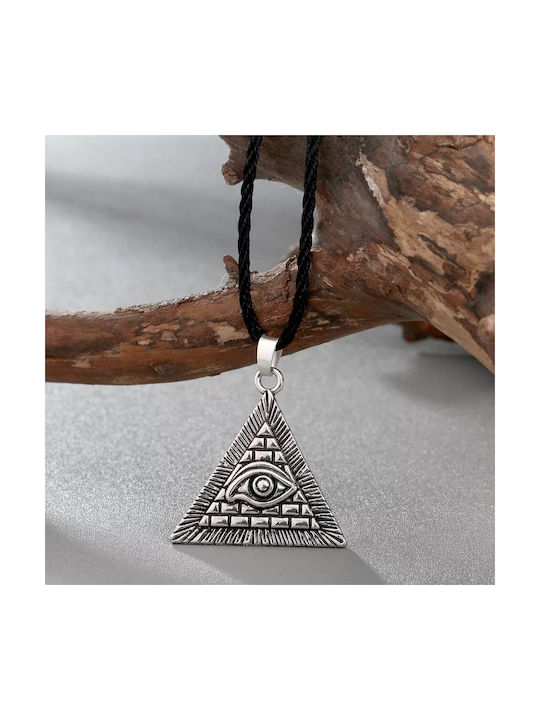 Pendant Necklace with Symbol of Ancient Egyptian Mythology in Silver Tone