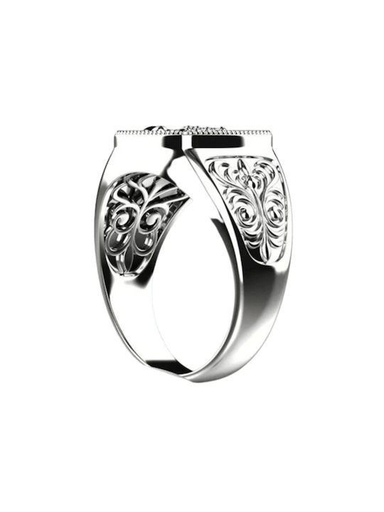 Embossed Scorpion Ring in Silver Tone