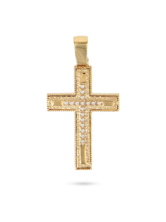 Women's Cross VITOPOULOS Yellow-White Gold K14 With Zircon