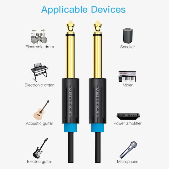 Vention Cable 6.3mm male - 6.3mm male 10m (BAABL)