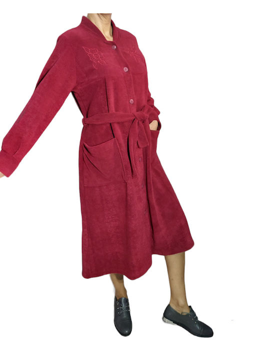 Women's Fleece Robe with buttoned MAO collar classic