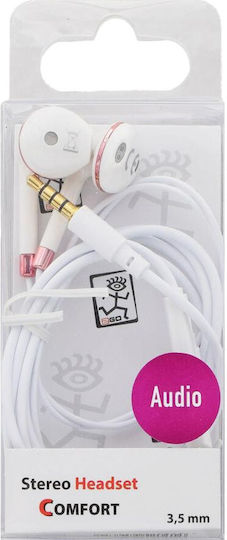 2GO Comfort Earbuds Handsfree με Βύσμα 3.5mm Λευκό / Ροζ