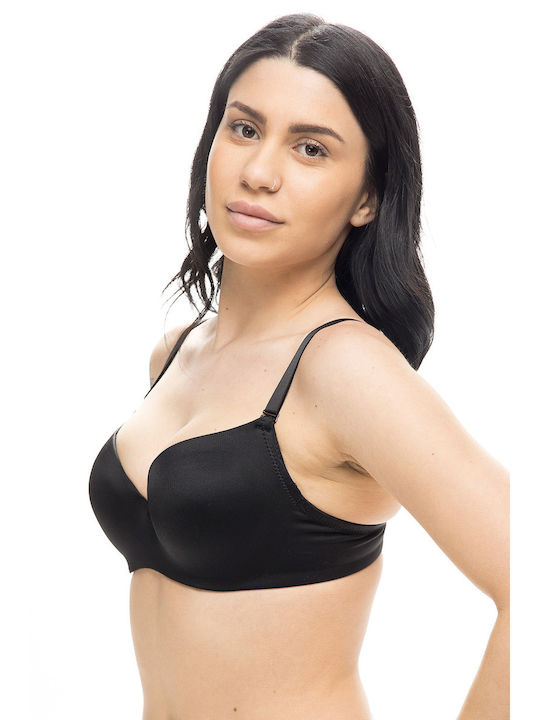 Sutien push-up pentru femei cu sârmă și bretele detașabile (cu cupa B) - 33-6015b Negru