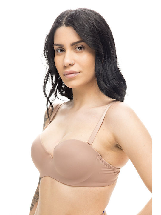 Γυναικείο σουτιέν Strapless Push Up με μπανέλα (B Cup)-33-6025 Δέρμα