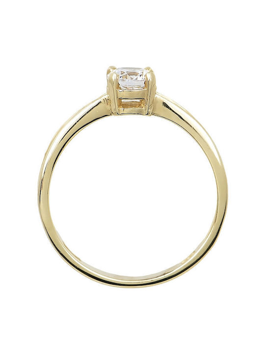 SAVVIDIS single-stone ring in 14K gold with cubic zirconia (No 54)