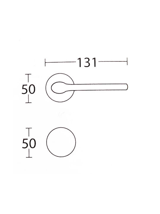 Rosetta Knopf N1485 Nickel matt 131mm Stück links für Haustür