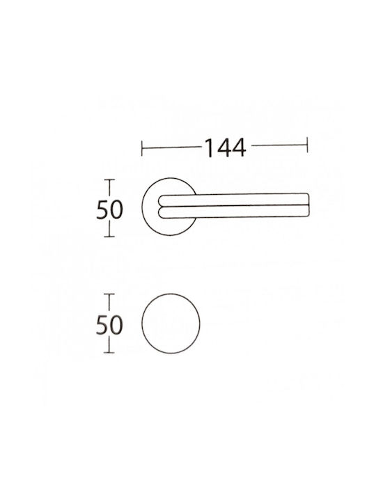 Rosetta Knob N1665 Matte Black 144mm Piece Left for Front Door