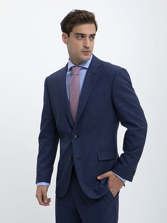 Suit with Micro Pattern Modern Fit Vardas Blue