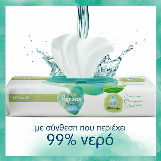Pampers Harmonie Aqua Hypoallergene Baby-Feuchttücher mit 99% Wasser ohne Duftfrei Alkohol- und Parabene 18x48 Stück pro Packung
