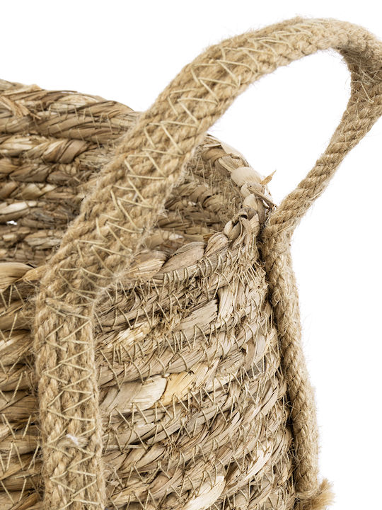 GloboStar PAROS Übertopf Korbweide Beige mit Gestell 24x24x19εκ.
