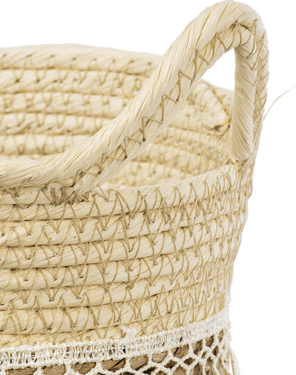 GloboStar MYKONOS Κασπώ Macrame Μπεζ με Βάση 25x25x19εκ.