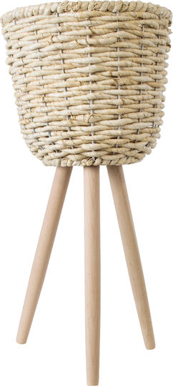 GloboStar Artificial Garden Limnos Planter Wicker Beige 37x37x56cm.