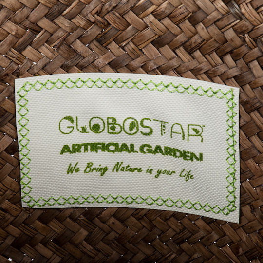 GloboStar Artificial Garden Skiathos Ghiveci Din paie Maro cu suport 26x26x26εκ.