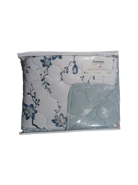 Charalambidis Textiles Almond tree Coverlet Single from Cotton & Polyester Light Blue 160x230cm