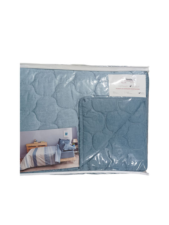 Charalambidis Textiles Πυξίδα Κουβερλί Υπέρδιπλο από Βαμβάκι & Πολυεστέρα Μπλε 220x230cm