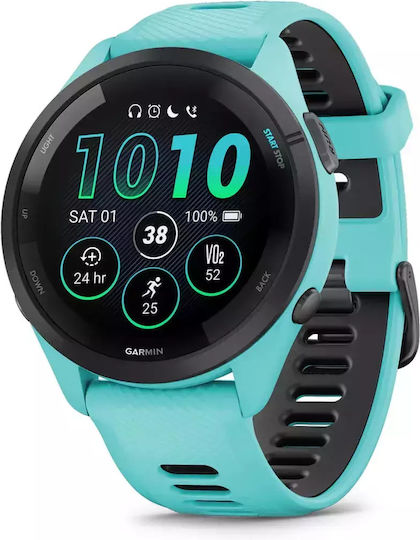 Garmin Forerunner 265 46mm Waterproof Smartwatch with Heart Rate Monitor (Aqua/Black)