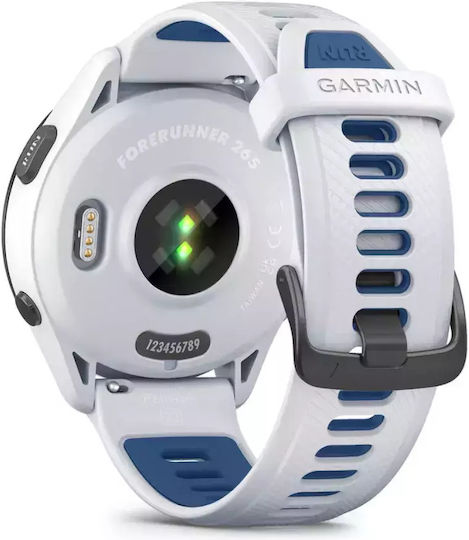 Garmin Forerunner 265 46mm Waterproof Smartwatch with Heart Rate Monitor (Whitestone/Tidal Blue)