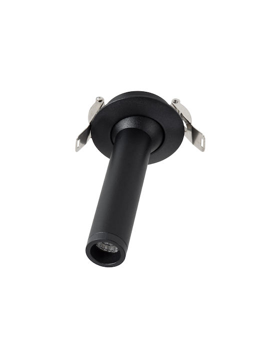 GloboStar Dale Round Metallic Recessed Spot with Integrated LED and Warm White Light Black 6.4x6.4cm. 1pcs