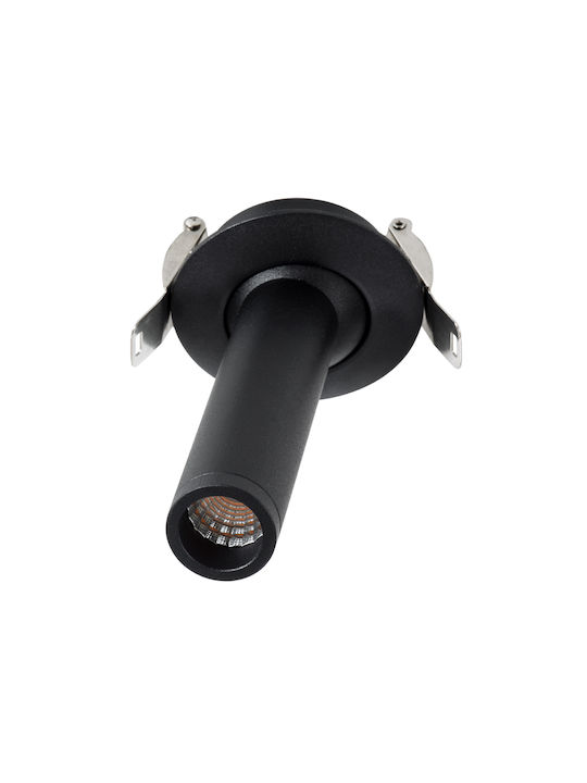 GloboStar Dale Round Metallic Recessed Spot with Integrated LED and Warm White Light Black 6.4x6.4cm. 1pcs