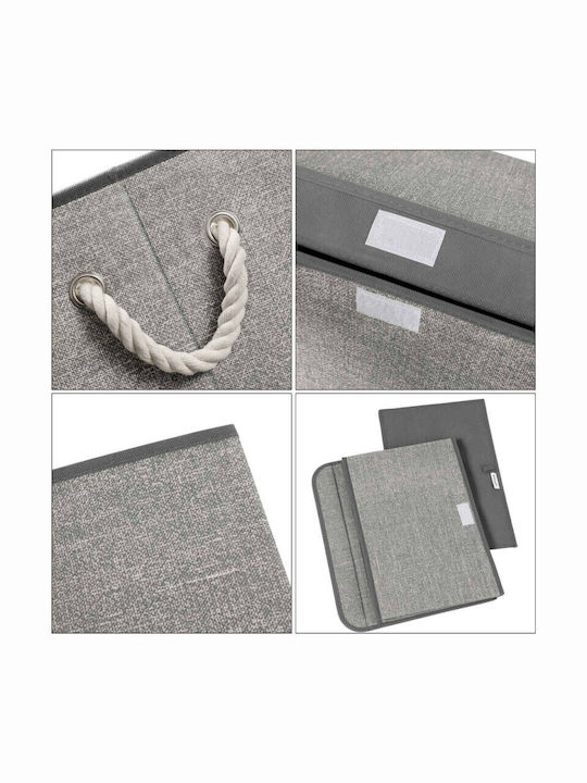 Songmics Stoff Aufbewahrungsbox mit Deckel Gray 38x25x25cm 3Stück