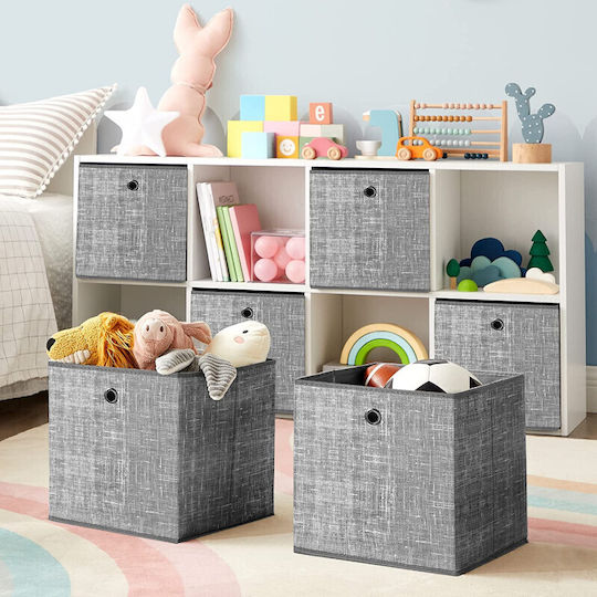 Songmics Tesatura Cutie de Depozitare cu Capac Gri 30x30x30cm 6buc