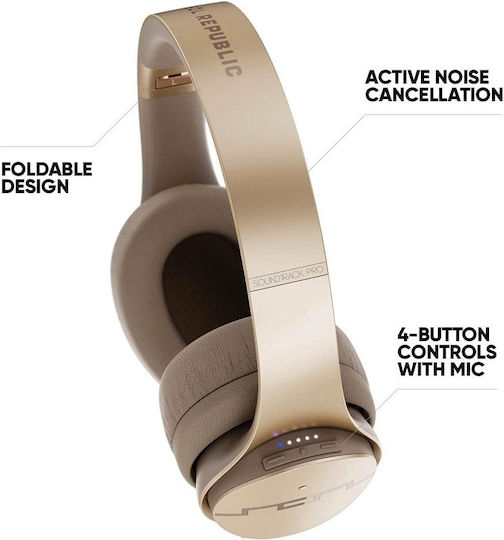 SOL Republic Soundtrack Pro Fără fir Bluetooth Over Ear Căști cu 32 ore de Funcționare și Încărcare Rapidă Champagne