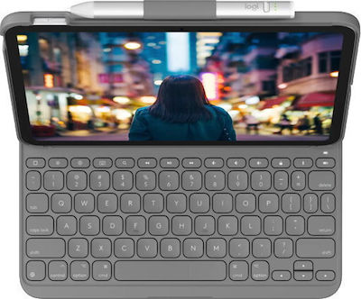 Logitech Slim Folio Klappdeckel Synthetisches Leder mit Tastatur Englisch US Oxford Grey (iPad 2022 10,9 Zoll) 920-011413