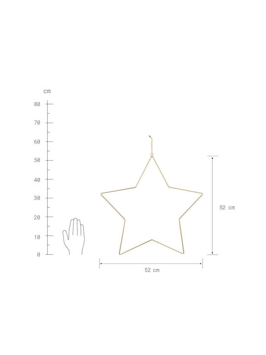 STAR - stea metalică decorativă de aproximativ 50 cm, aurită, fier auriu Diametru 52 cm