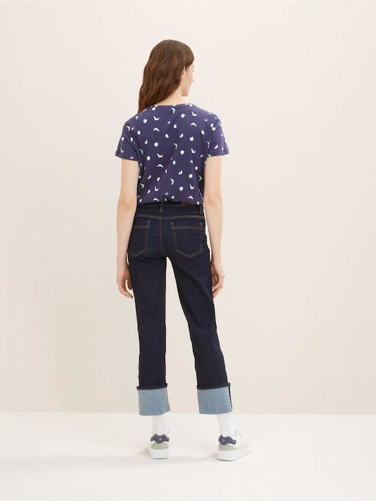Tom Tailor Γυναικείο T-shirt Navy Abstract Dot Print με Στάμπα