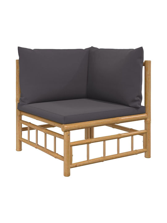 Two-Seater Sofa Outdoor Bamboo with Pillows 130x65x65cm