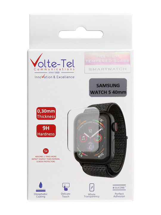 Volte-Tel Full Face Tempered Glass pentru Galaxy Watch 5 40mm - Ceas Galaxy Watch 5 de 40mm 1buc 8325656 Transparent