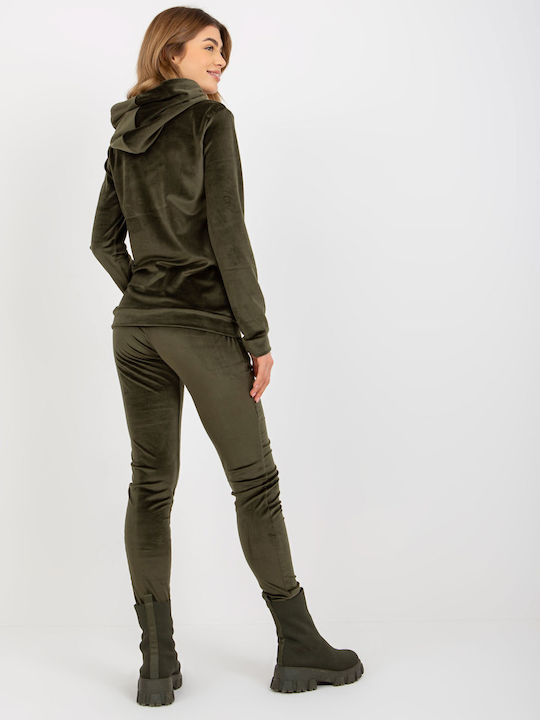 Relevance Damen-Sweatpants-Set Khaki Samt