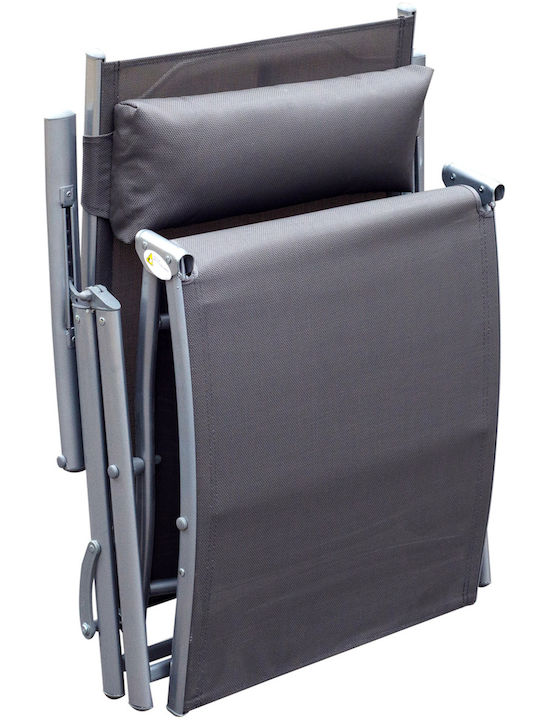 Șezlong Aluminiu Relax Gri 180x63.5x65cm