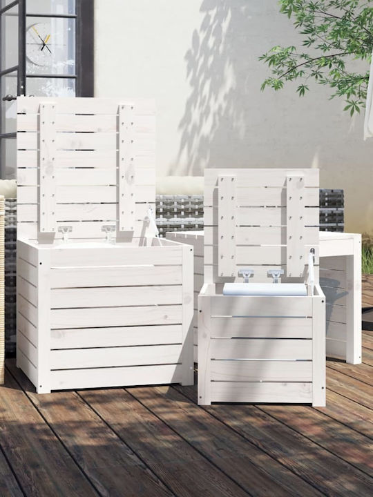 vidaXL Cutie de depozitare pentru exterior Lemn Alb L50.5xW50.5xH46buc