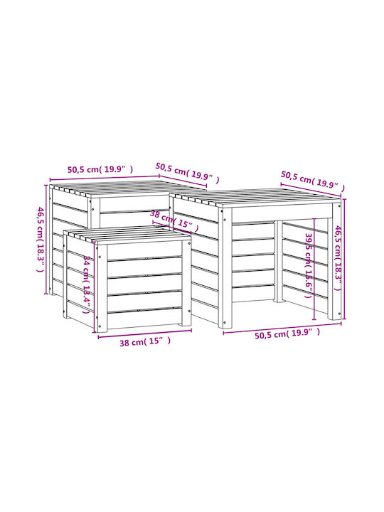 vidaXL Cutie de depozitare pentru exterior Lemn Alb L50.5xW50.5xH46buc