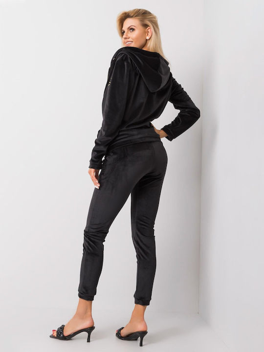 Relevance Damen-Sweatpants-Set Schwarz Samt