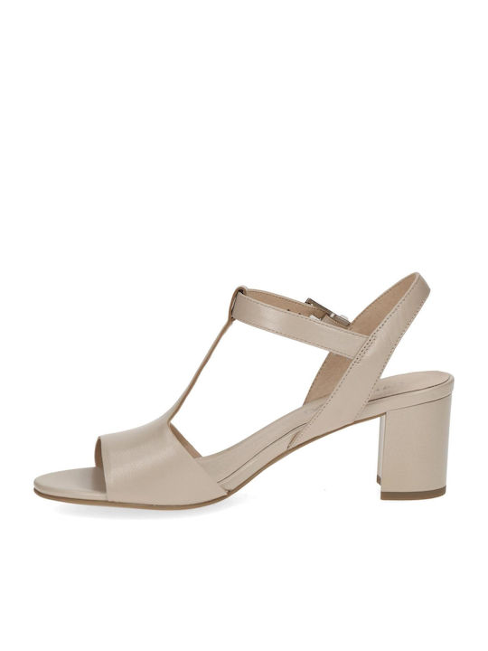 Caprice Leder Damen Sandalen in Beige Farbe