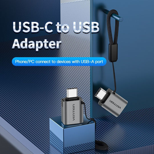 Vention Converter USB-C male to USB-A female Gray 1pcs CDQH0