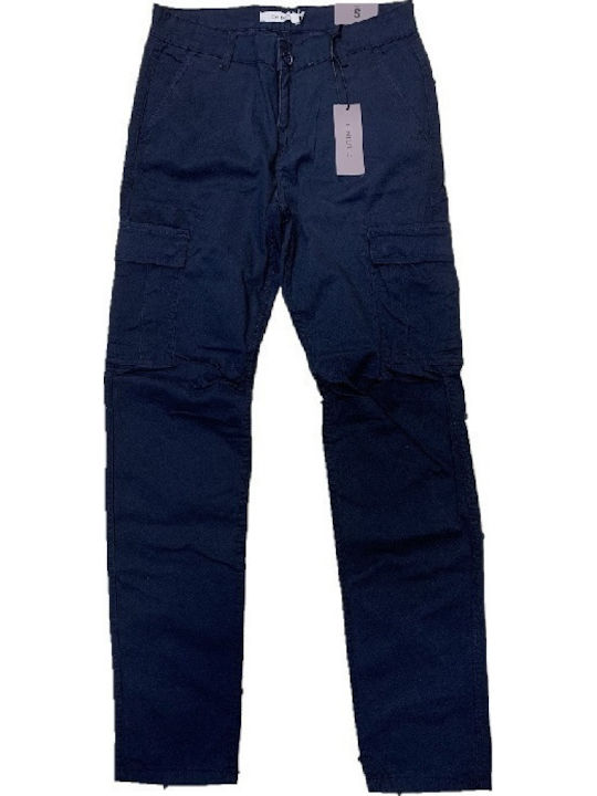 Ανδρικό Παντελόνι Cargo Ελαστικό Loose Fit Navy Μπλε