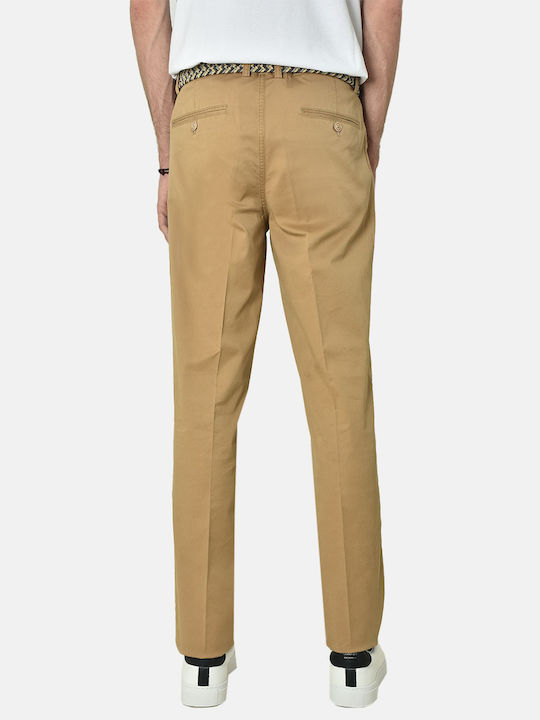 Freeman Clothing Herrenhose Chino Elastisch in Normaler Passform Braun