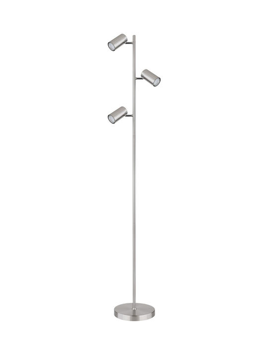Globo Lighting Floor Lamp H154xW25cm. with Socket for Bulb GU10 Silver