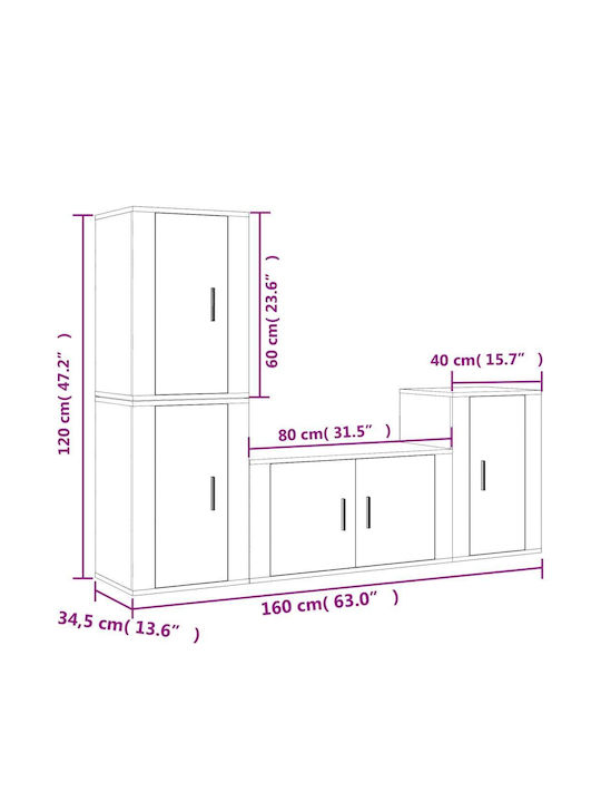 Wohnzimmer TV-Einheit Smoky Oak L80xB34.5cm
