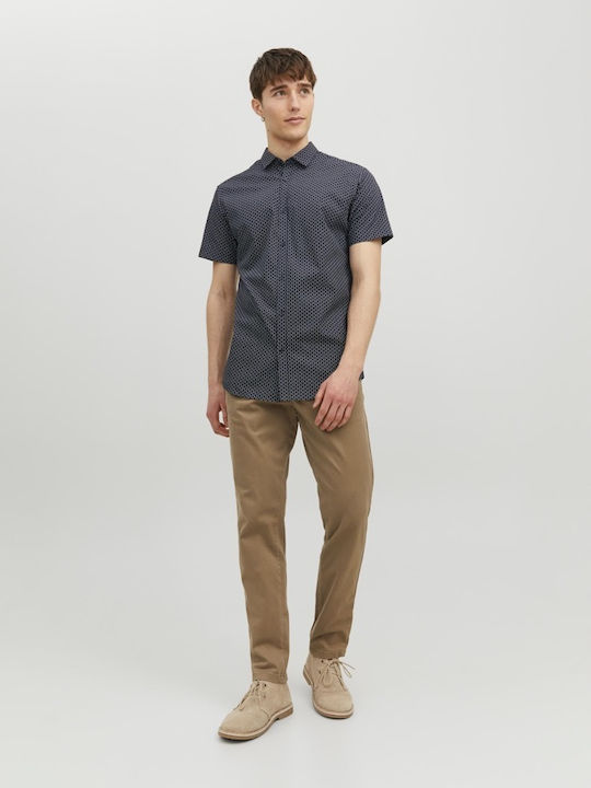 Jack & Jones Short-sleeved Cotton Shirt Navy Blue