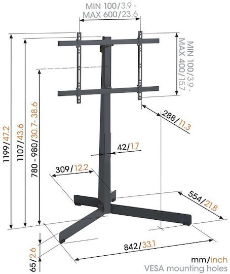 Vogel's TVS 3690 Βάση Τηλεόρασης Δαπέδου έως 77" και 50kg