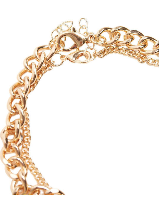 Urban Classics Gold Plated Anklet Aquarius Stainless Steel Black 22cm