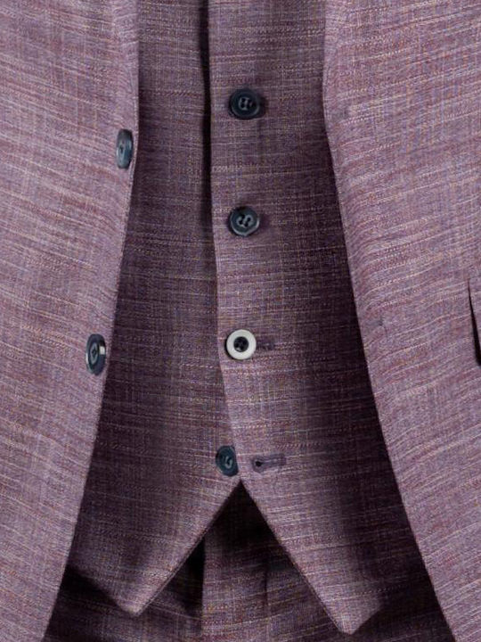 Men's Suit with Vest Slim Fit Purple