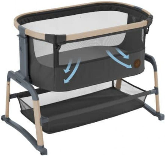 Maxi-Cosi Cradle Iora Air with Mattress, Side Opening, and Wheels Beyond Graphite