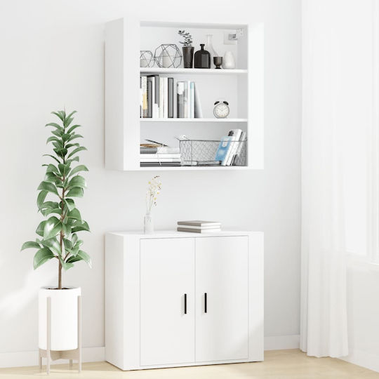 Wooden Office Cabinet White 80x33x70cm